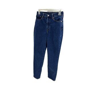 H&M Womens Size 4 Ultra High Waist Mom Jeans Blue Denim Tapered Leg Casual